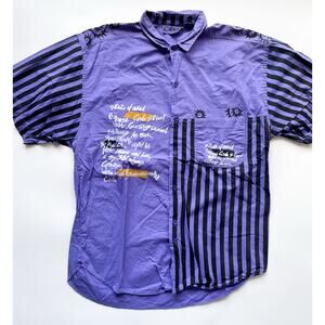 Coda Streetwear Purple and Black Short Sleeve Button Down Size XL